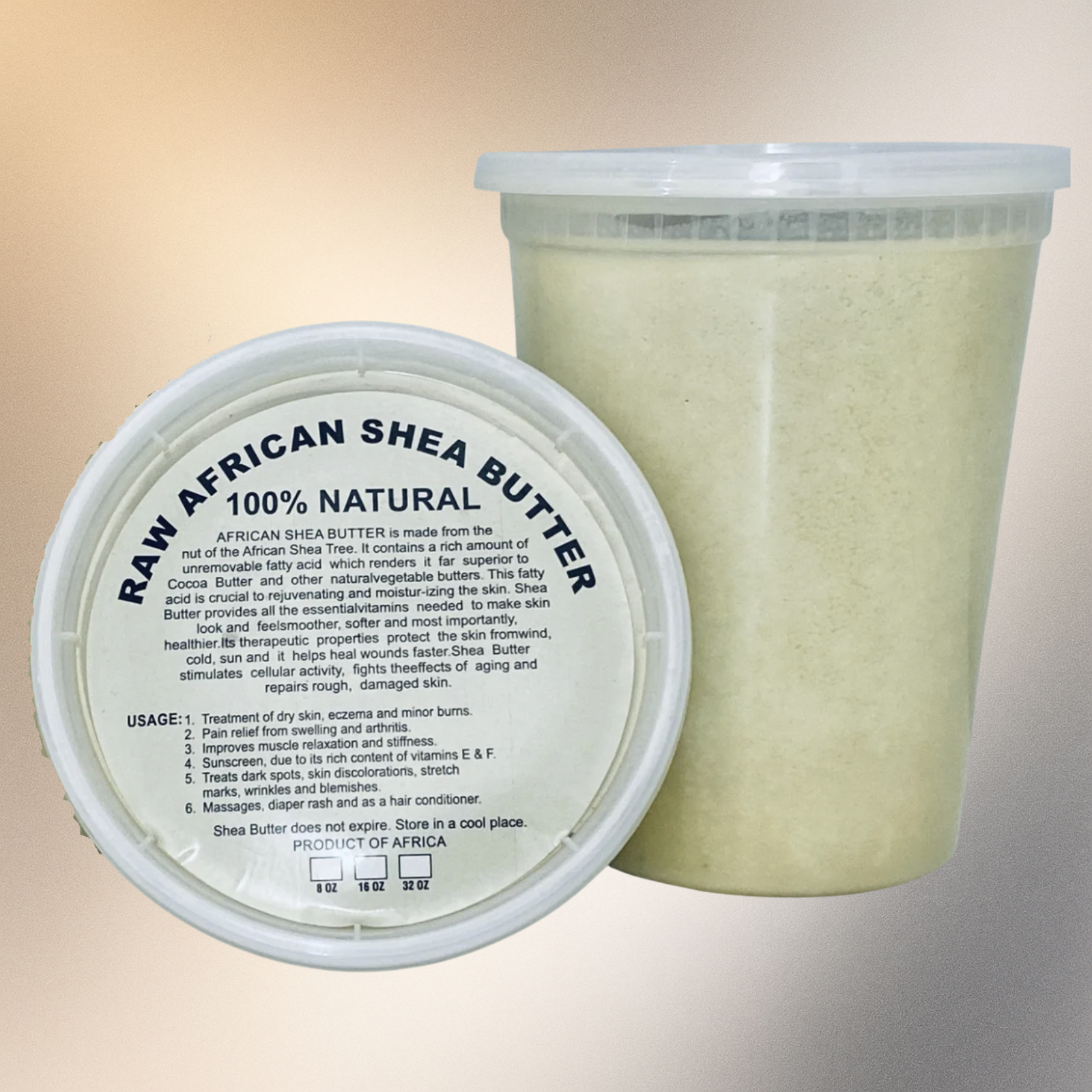 Raw African Shea Butter (White) Large 32 oz - Premium Beauty Product