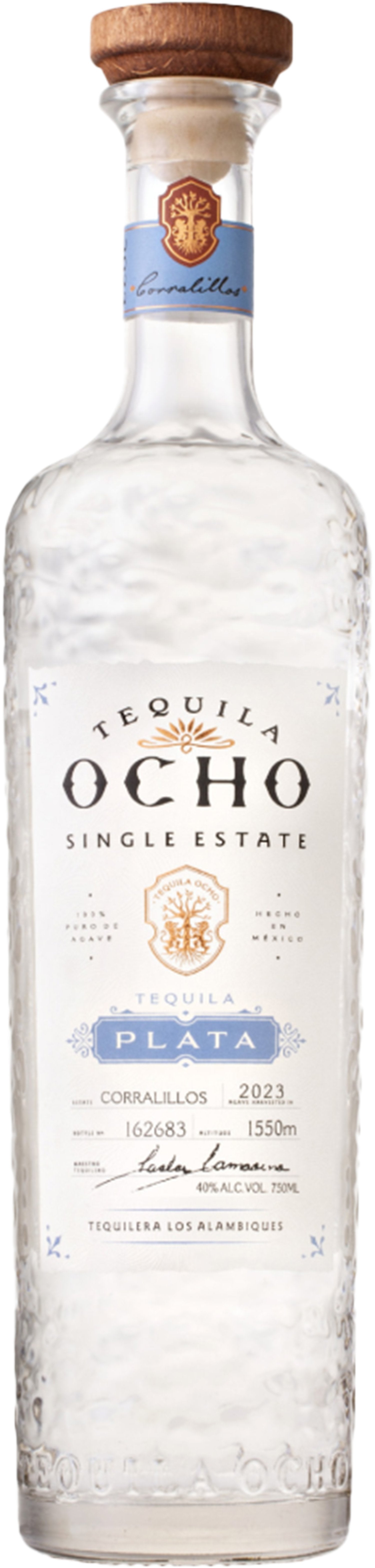 Tequila Ocho Single Estate Plata-Blanco, Jalisco, Mexico (1L)