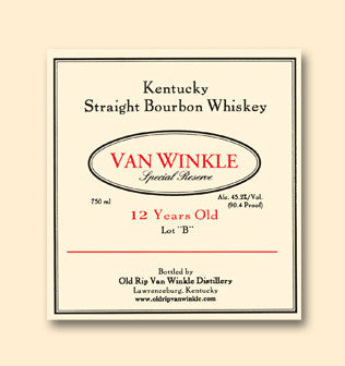 Old Rip Van Winkle 'Van Winkle Special Reserve Lot B' 12 Year Old Kentucky Straight Bourbon Whiskey, Kentucky, USA (750ml)