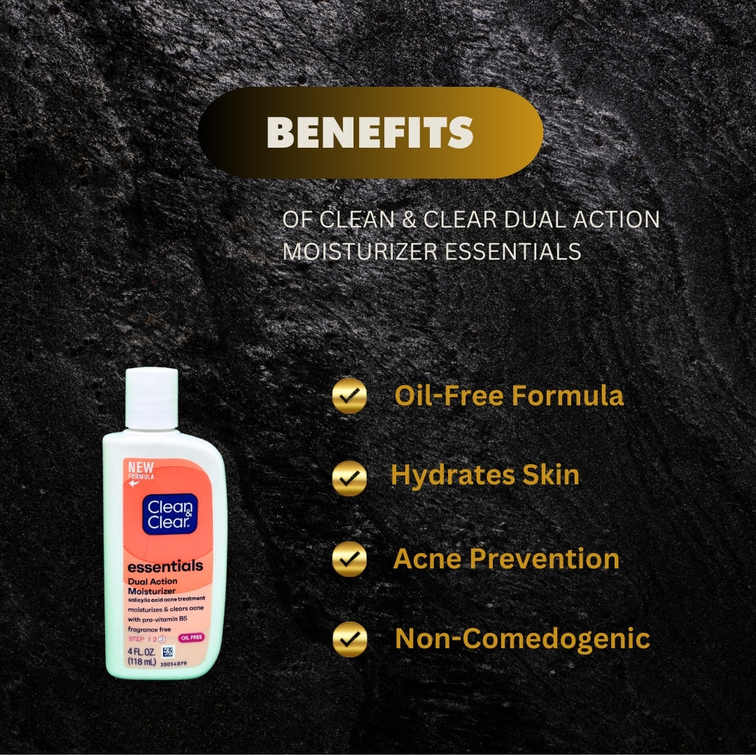 Clean Clear Dual Action Moisturizer Essentials 4 Fl Oz 118Ml - Premium Beauty Product