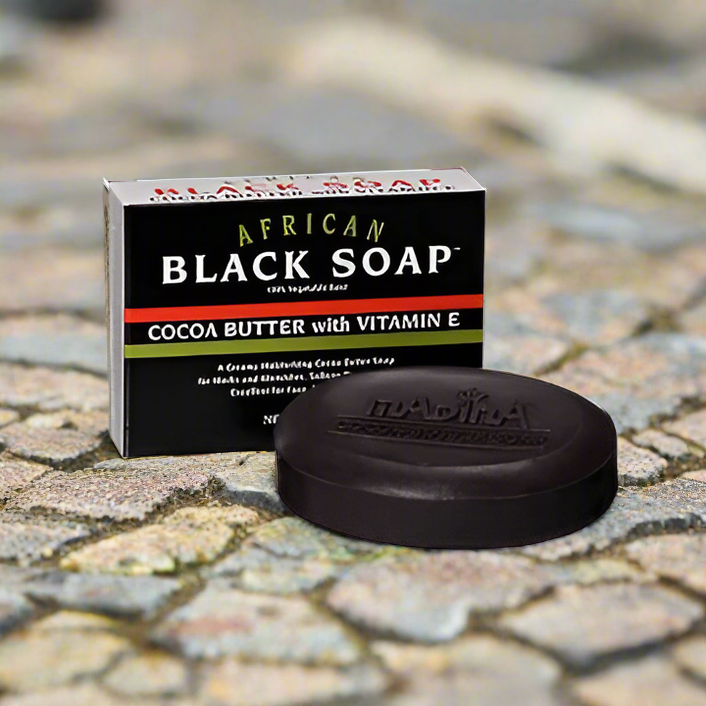 Madina African Black Soap with Cocoa Butter & Vitamin E 3.5  - Premium Beauty Product