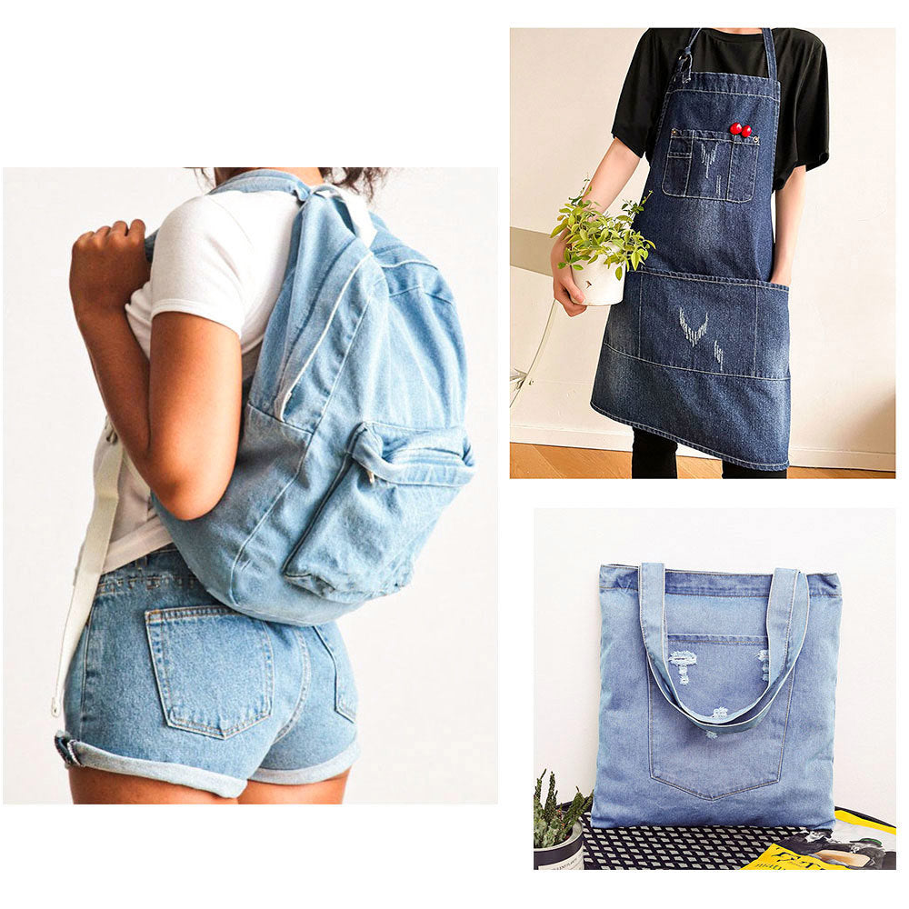 90x145cm Thin Denim Pure Cotton Fabric Solid Blue Handmade Needlework Material for Man Women Jacket Clothes Couture Accessories