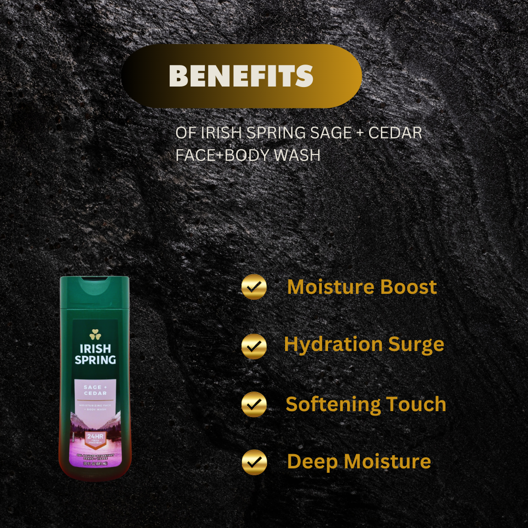 Irish Spring Sage Cedar Face Body Wash 591Ml - Premium Beauty Product