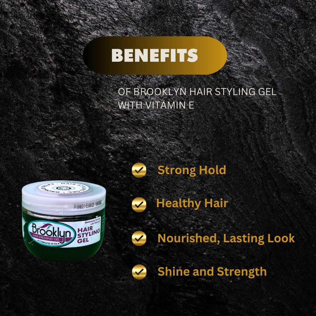Brooklyn Hair Styling Gel With Vitamin E 100Ml 3 38 Fl Oz - Premium Beauty Product