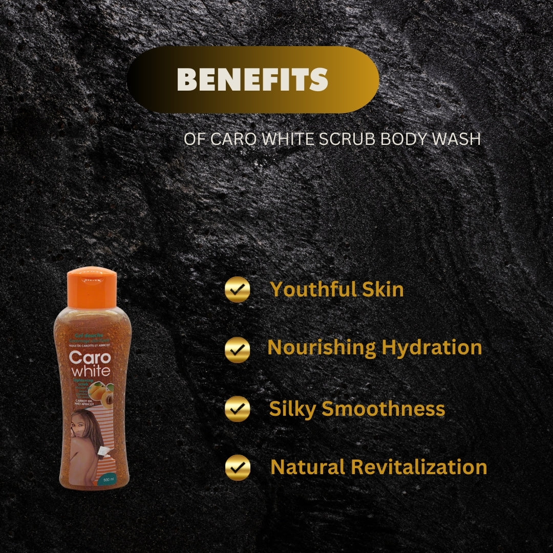 Caro White Scrub Body Wash Carrot Oil And Apricot 500 Ml - Premium Beauty Product