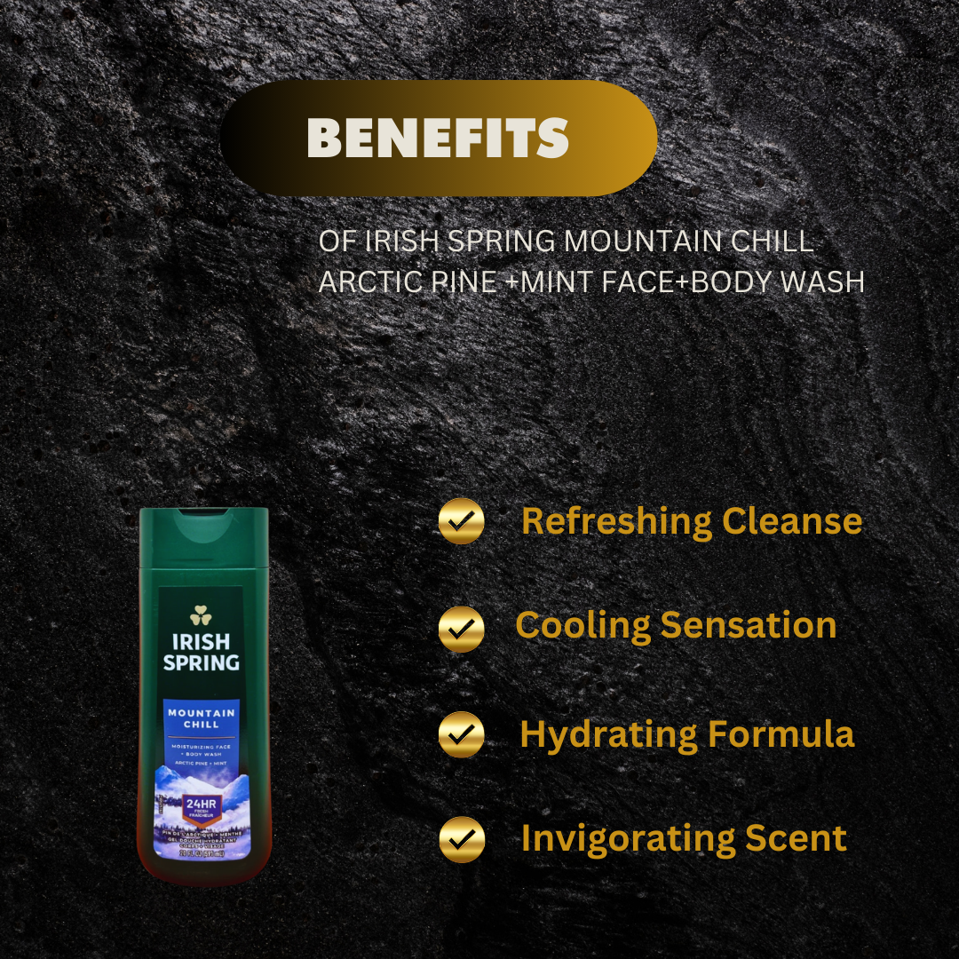 Irish Spring Mountain Chill Arcticpine Mint Face Body Wash 5 - Premium Beauty Product