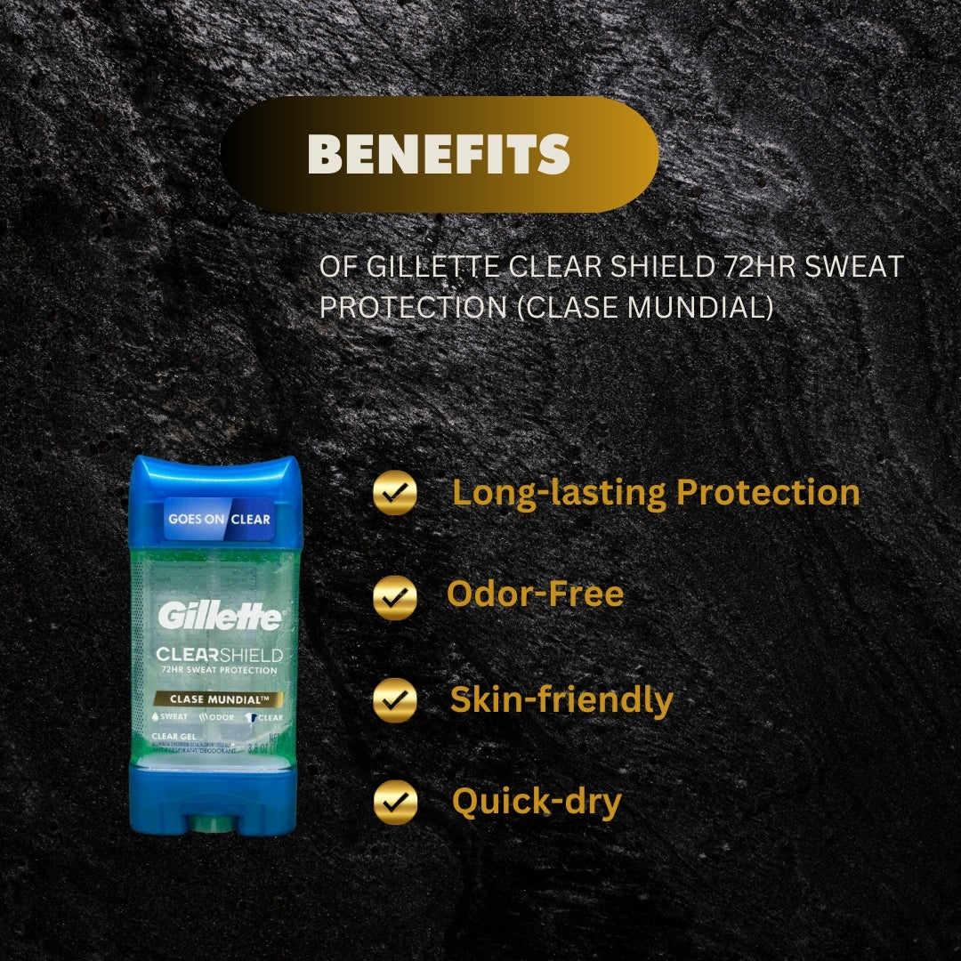 Gillette Clear Shield 72Hr Sweat Protection Clase Mundial - Premium Beauty Product