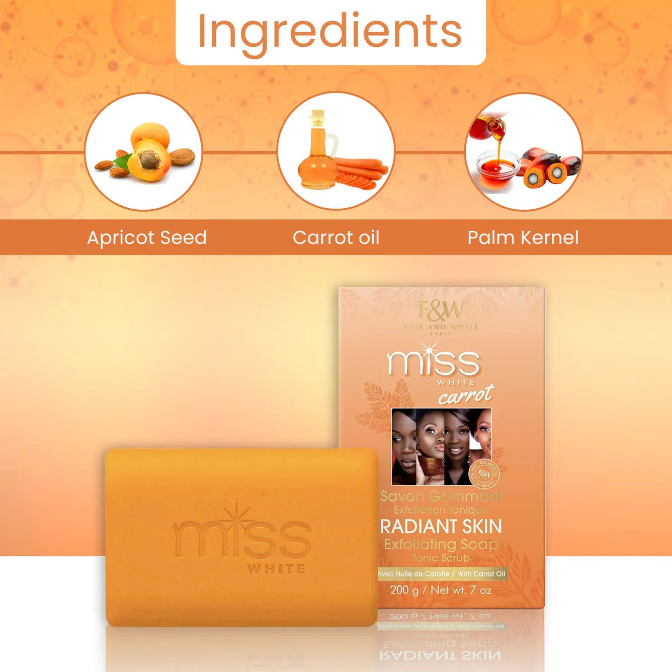 Miss White Carrot Exfoliating Soap Tonic Scrub 200G - Premium Beauty Product