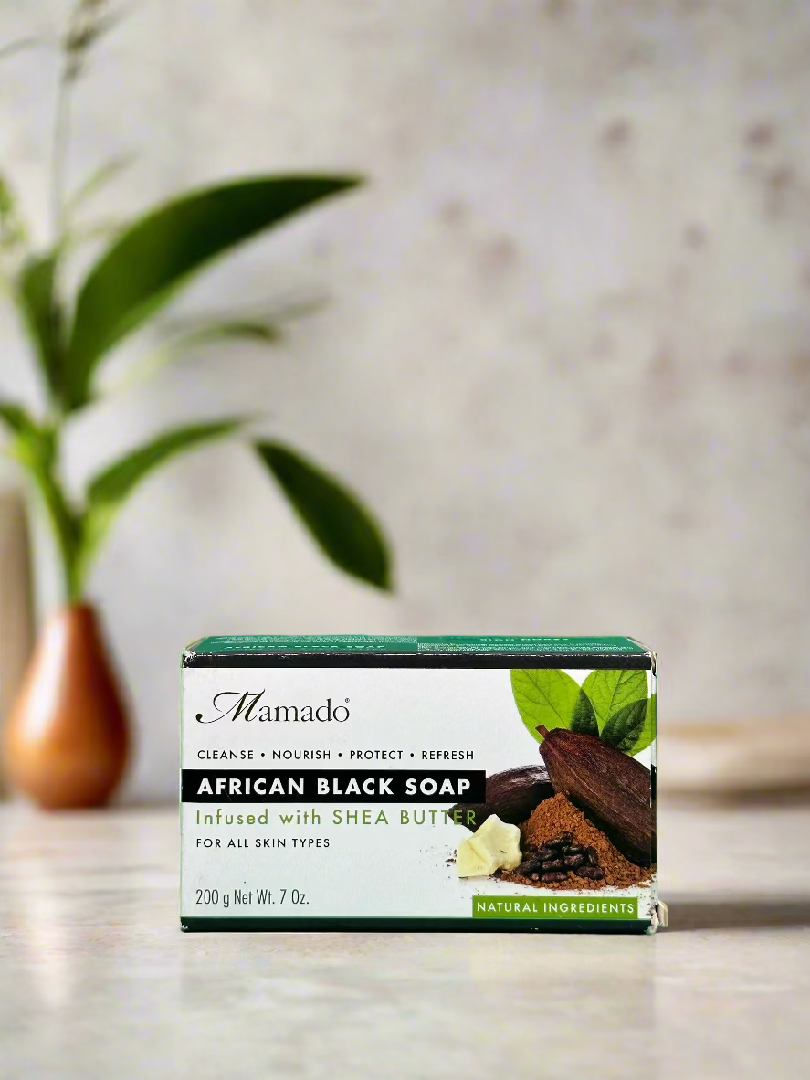 Mamado African Black Soap Infused with Shea Butter 200g - Premium Beauty Product
