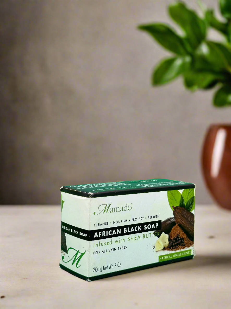 Mamado African Black Soap Infused With Shea Butter 200G - Premium Beauty Product