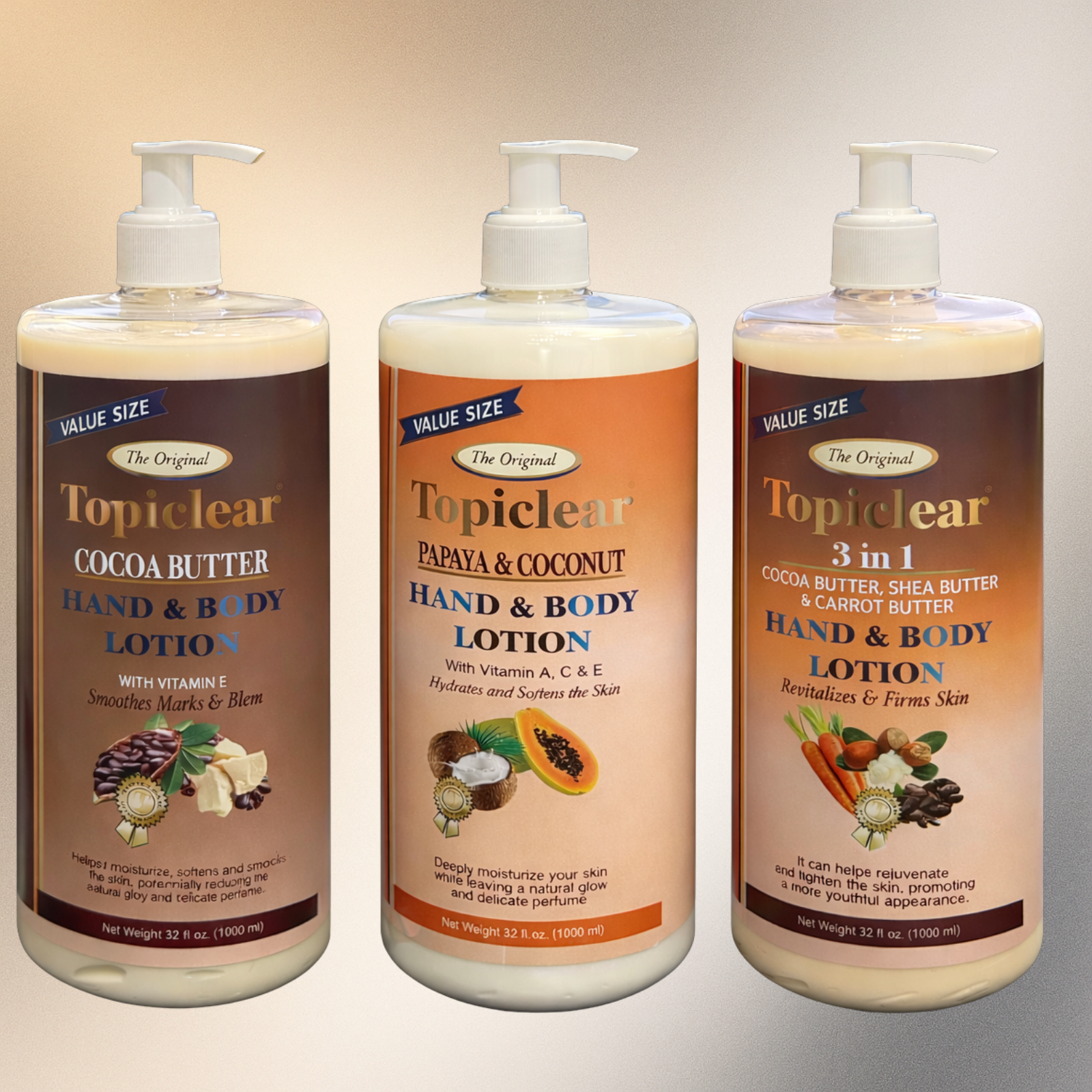 Topiclear Cocoa Butter Hand Body Lotion 32 Oz 1100 Ml - Premium Beauty Product