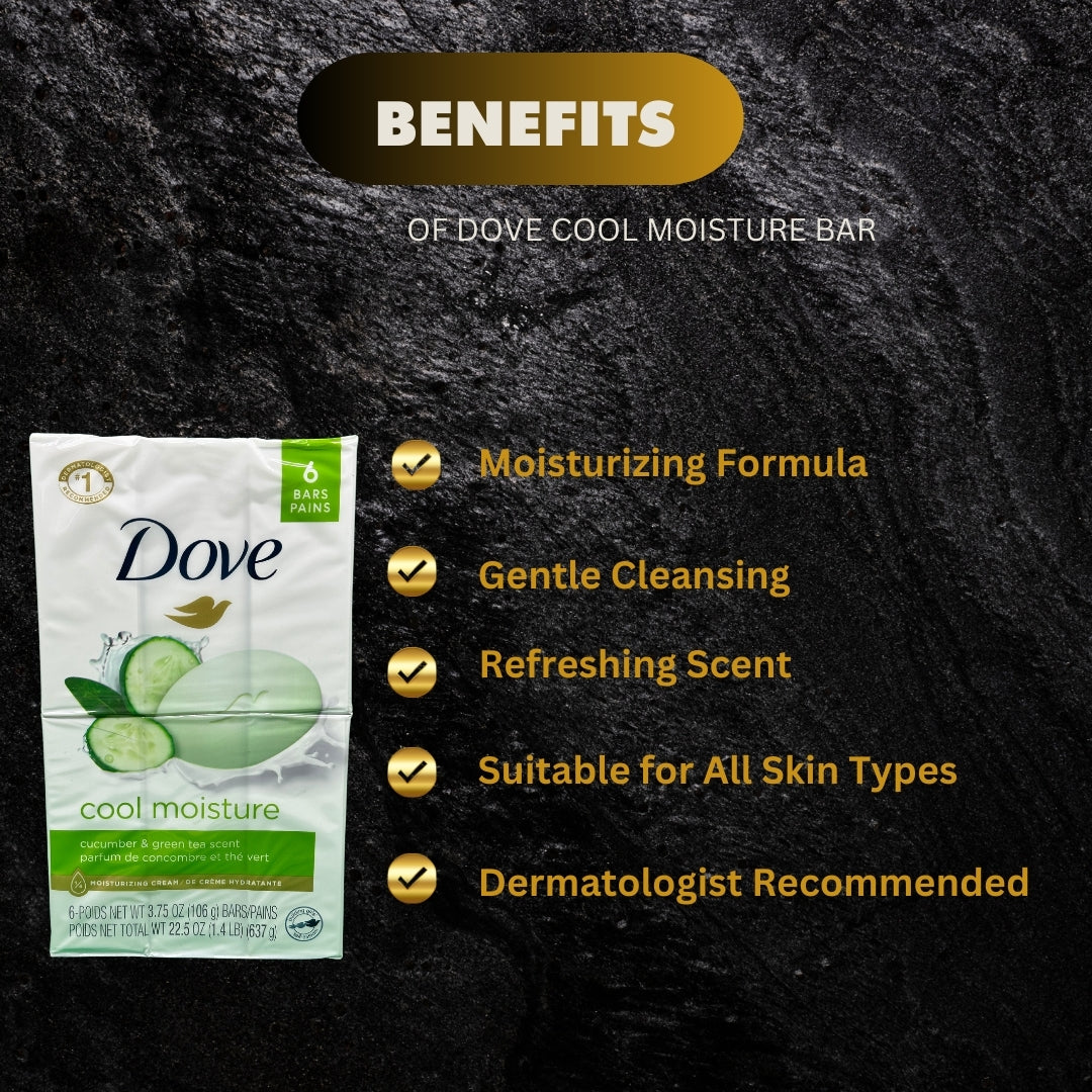 Dove Cool Moisture Bar Pack Of 6 22 5 Oz - Premium Beauty Product