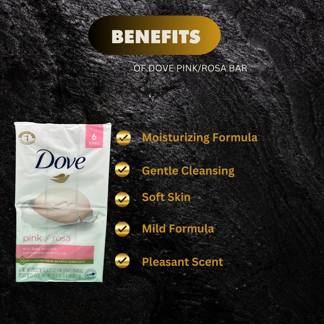 Dove Pink Rosa Bar Pack Of 6 22 5 Oz - Premium Beauty Product
