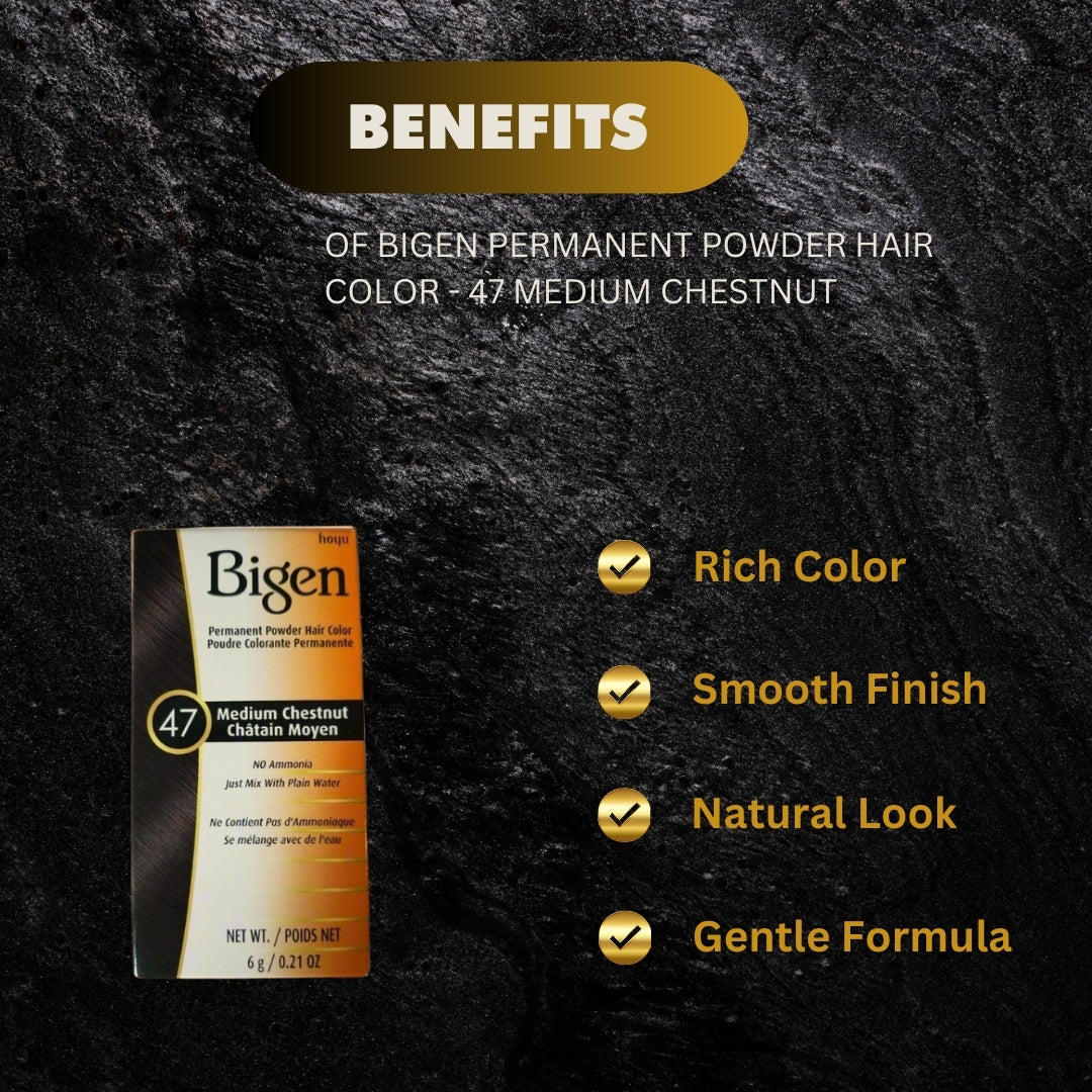 Bigen Permanent Powder Hair Color 47 Medium Chestnut - Premium Beauty Product