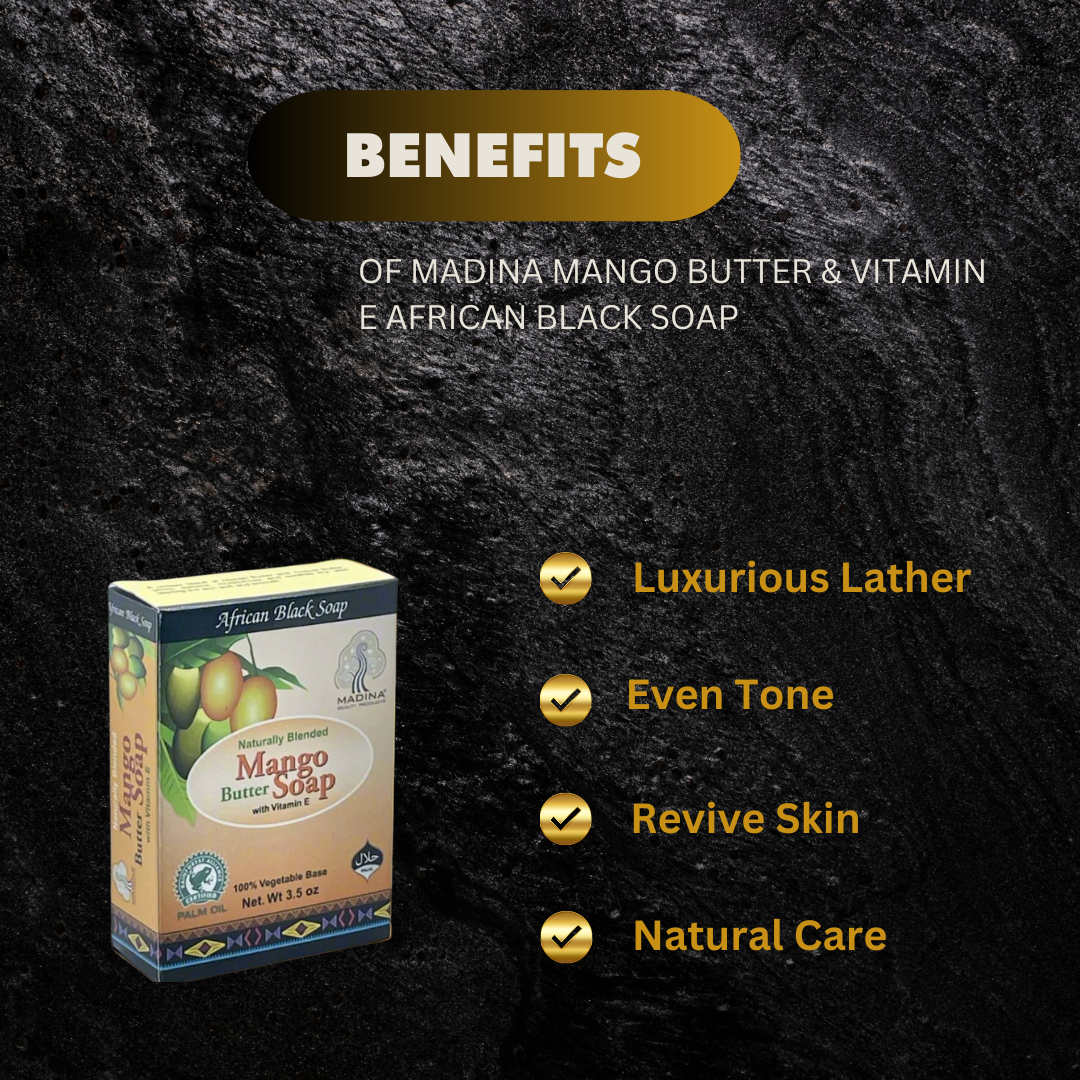 Madina Mango Butter Vitamin E African Black Soap 3 5Oz - Premium Beauty Product