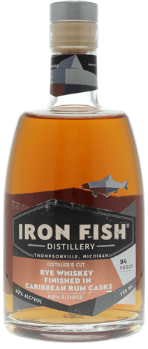 Iron Fish Distillery Caribbean Rum Cask Finish Rye Whiskey, Michigan, USA (750ml)