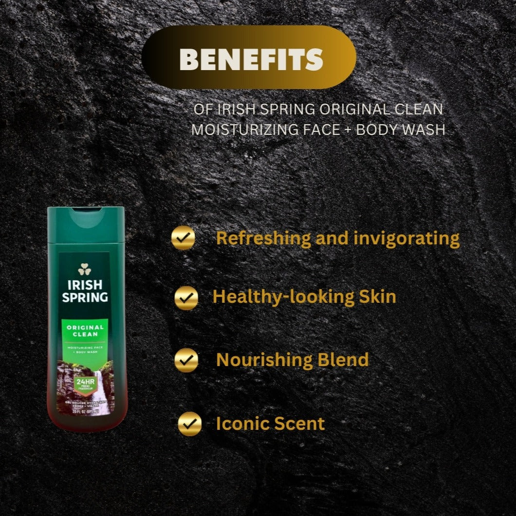 Irish Spring Original Clean Moisturizing Face Body Wash 591M - Premium Beauty Product
