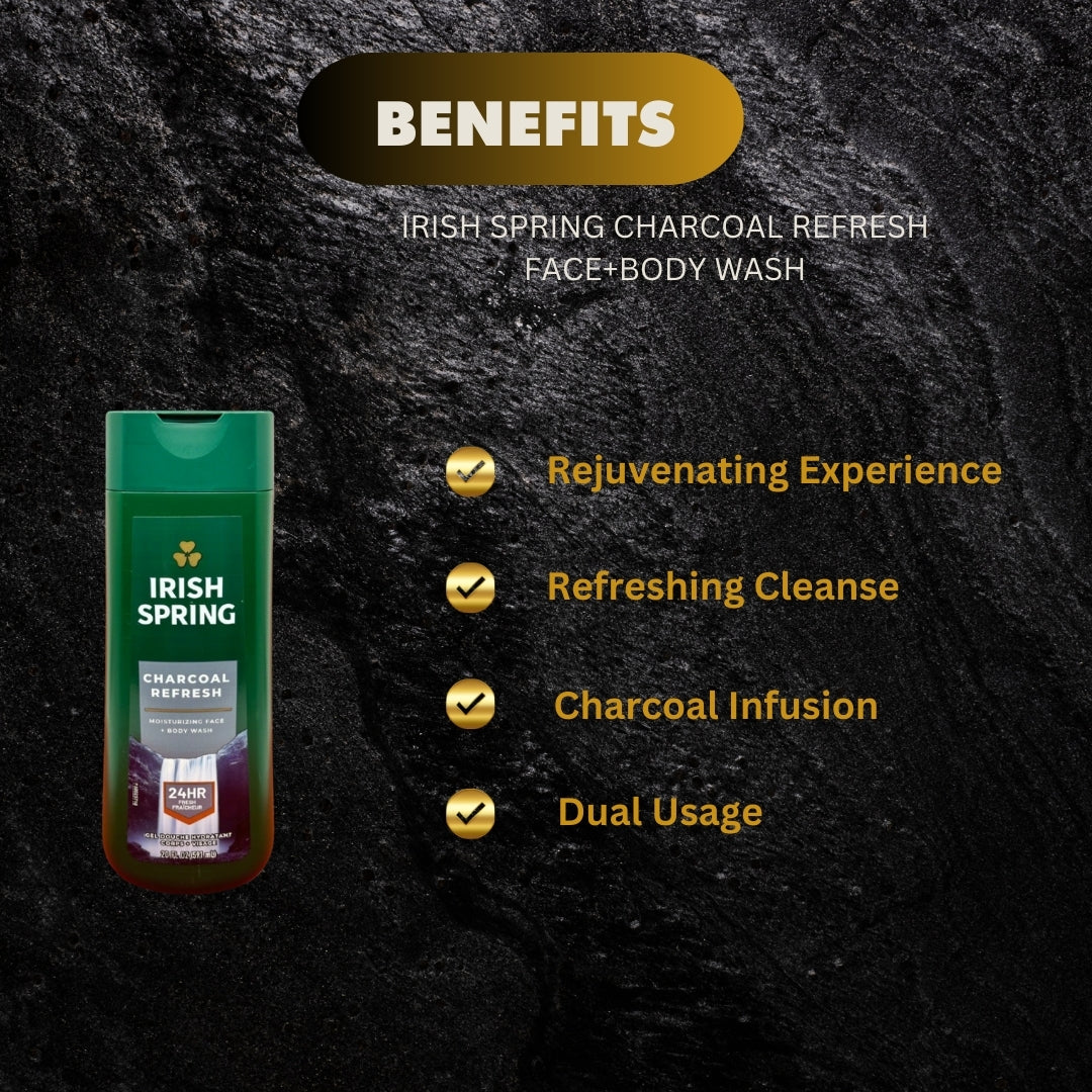 Irish Spring Charcoal Refresh Face Body Wash 591Ml - Premium Beauty Product