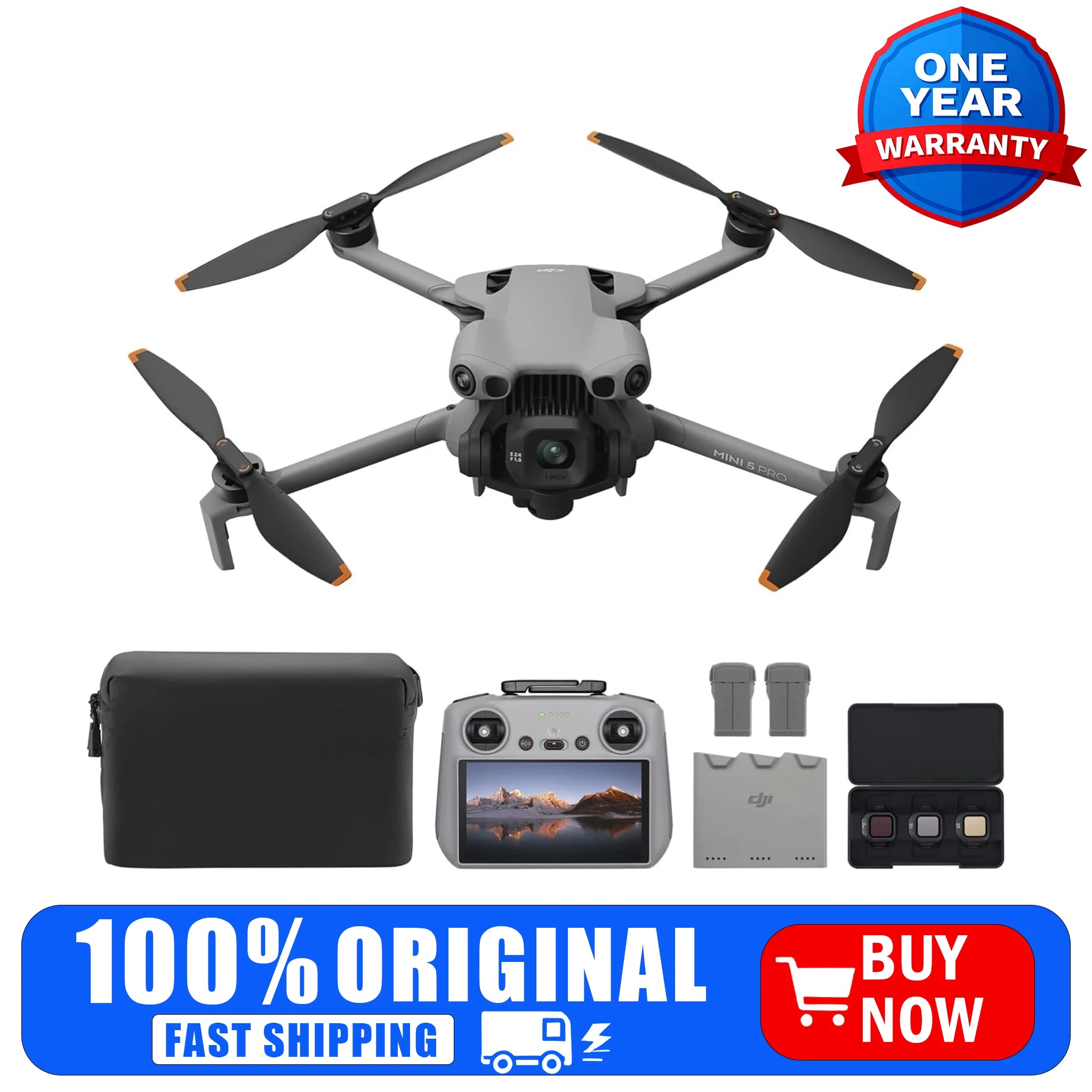 DJI Mini 5 Pro Fly More Combo with DJI RC 2 – 4K Drone, 1-Inch CMOS, 3 Batteries, Omnidirectional Obstacle Sensing