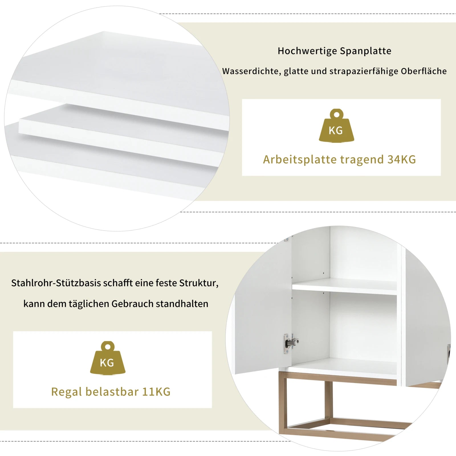 Comanlai 120x30x80cm Minimalist Sideboard, Chest of Drawers, Modern Buffet Cabinet, with 4 Doors, Metal Legs, Adjustable Shelf