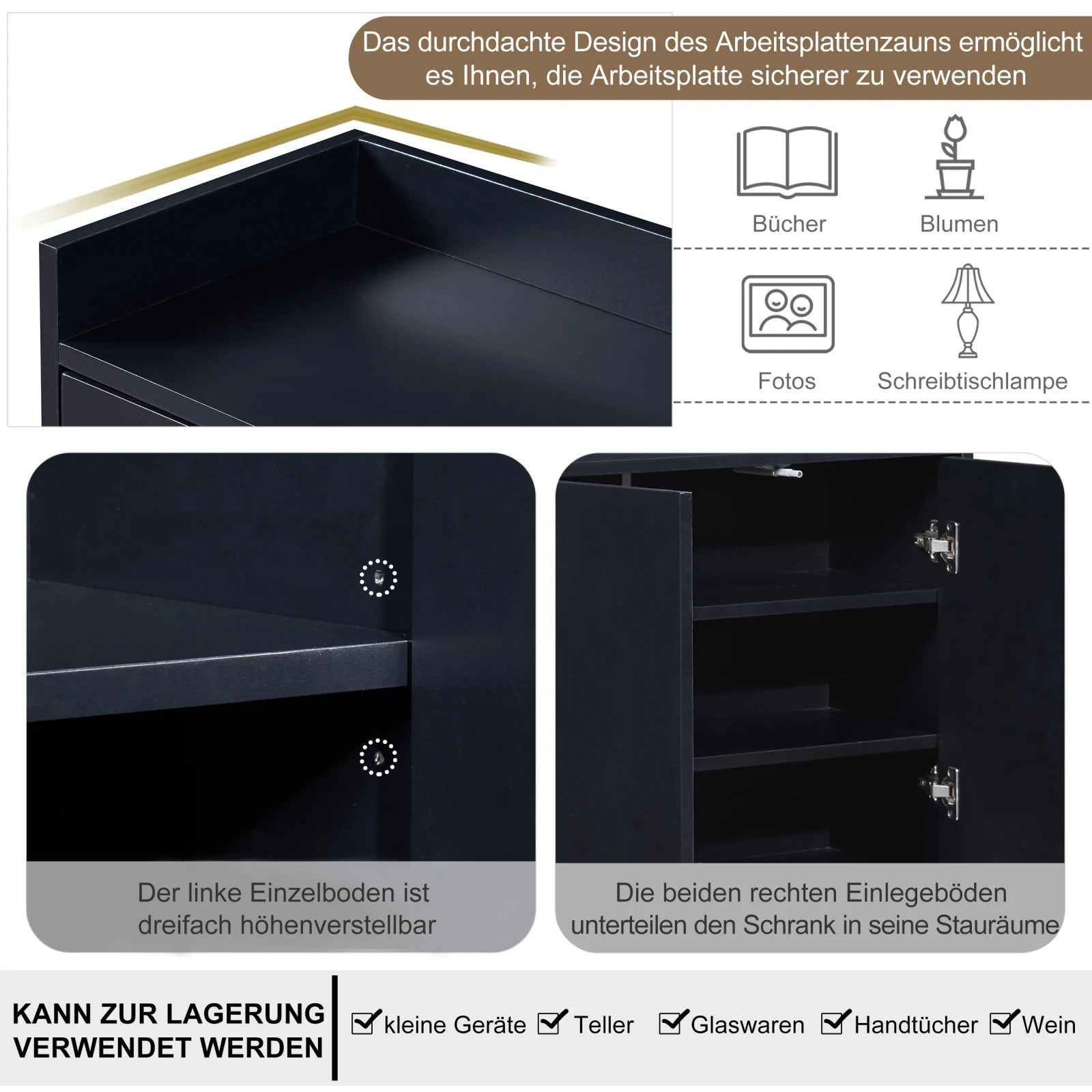 Comanlai 120x30x80cm Minimalist Sideboard, Chest of Drawers, Modern Buffet Cabinet, with 4 Doors, Metal Legs, Adjustable Shelf
