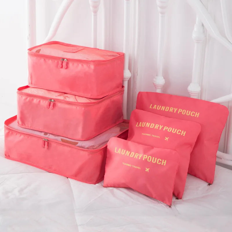 6 Pieces Set Travel Organizer Storage Bags Suitcase Portable Luggage Organizer Clothes Shoe Tidy Pouch Packing Storage Cases