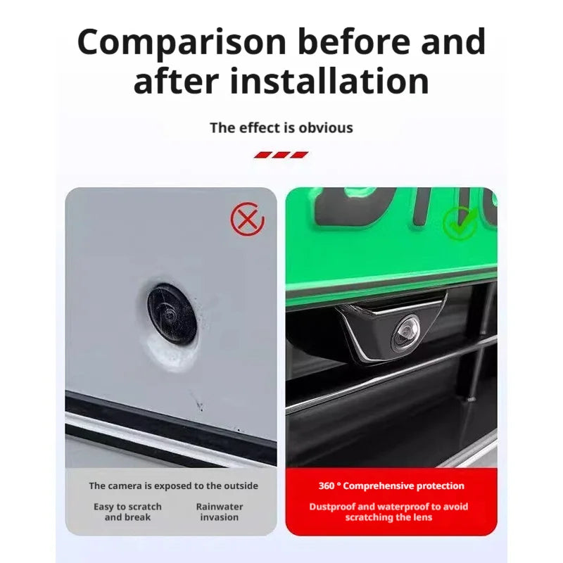 SEAMETAL Car Camera Protective Cover–Rainproof/Dustproof Anti-Gravel Scratch with High Clarity & 360° View HD Transparent Cover