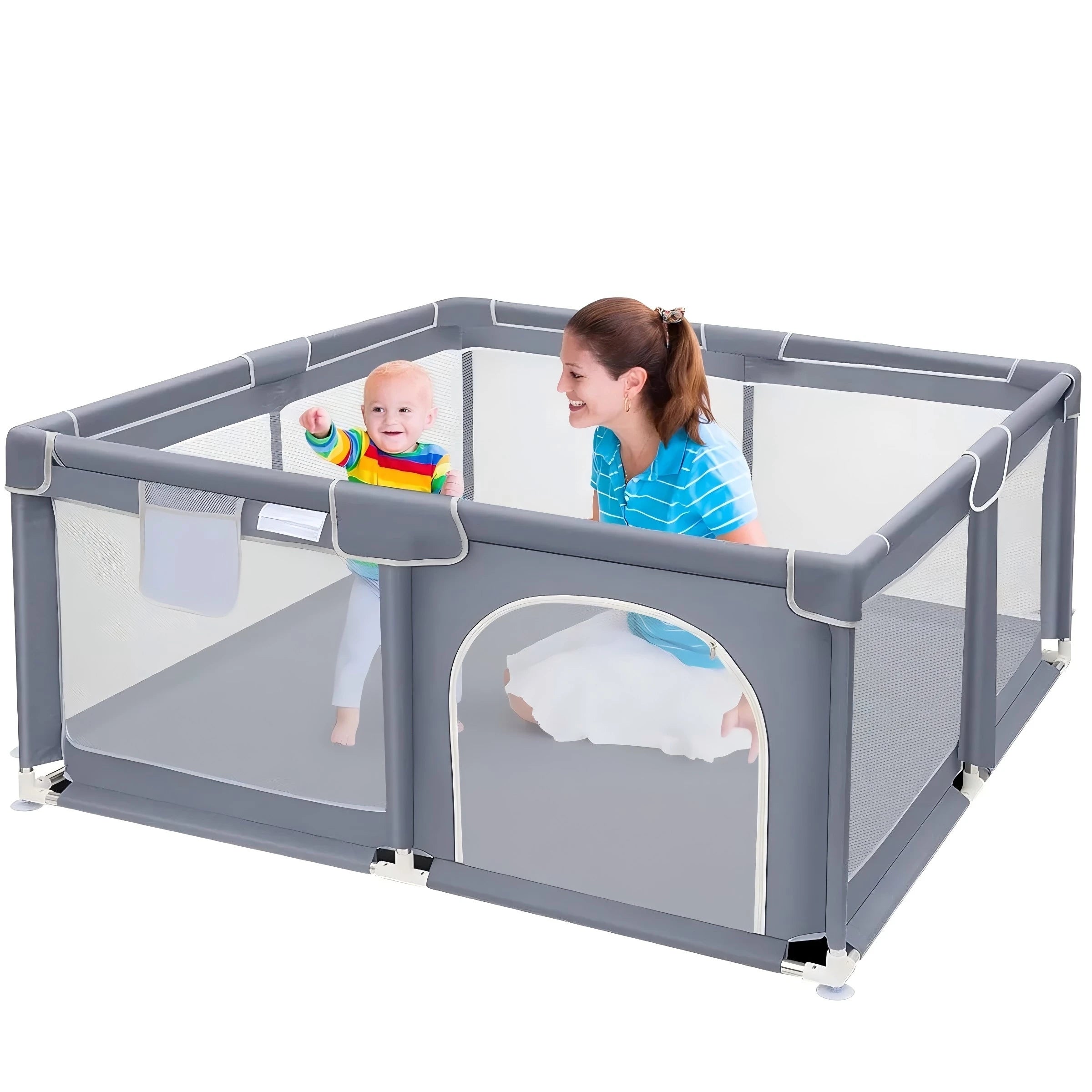 Baby Playpen, Extra Large Play Yard for Indoor & Outdoor Use, 360° Visibility Safe Play Area for Toddlers & Infants