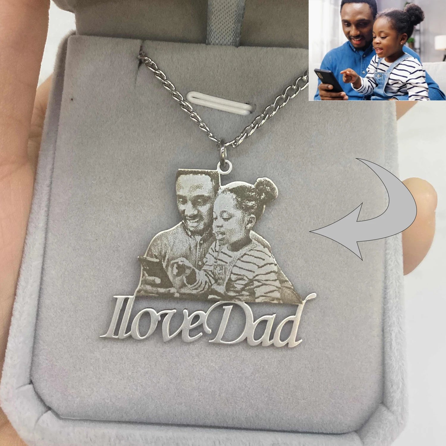 Custom Photo Engraved Necklace Personalized Mother's Day Gift Custom Portrait Pendant Memorial Family Jewelry Gifts for Woman