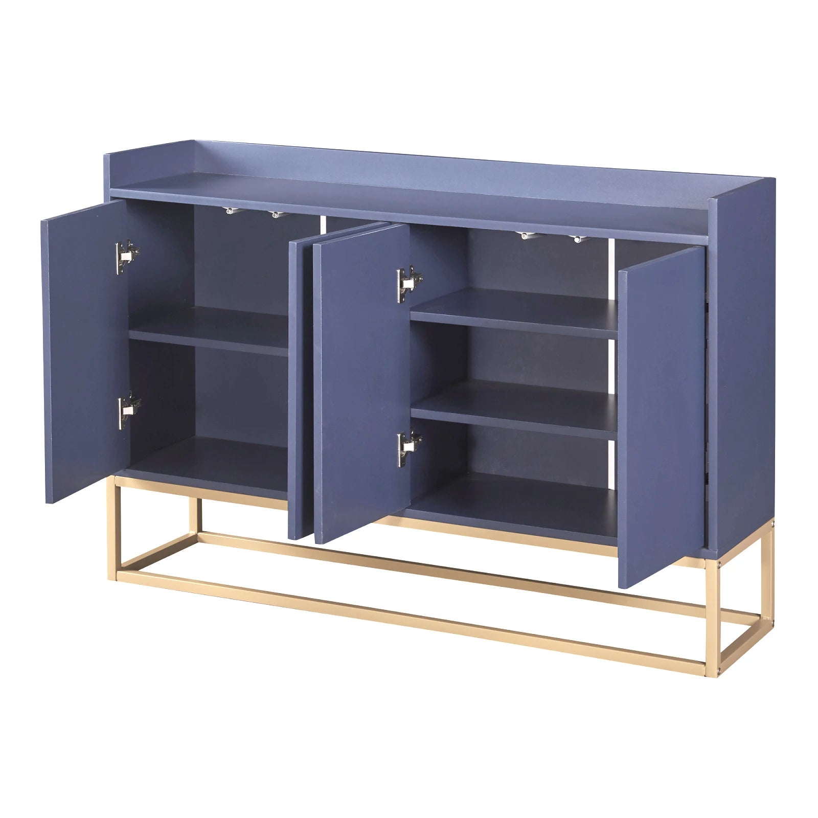 Comanlai 120x30x80cm Minimalist Sideboard, Chest of Drawers, Modern Buffet Cabinet, with 4 Doors, Metal Legs, Adjustable Shelf