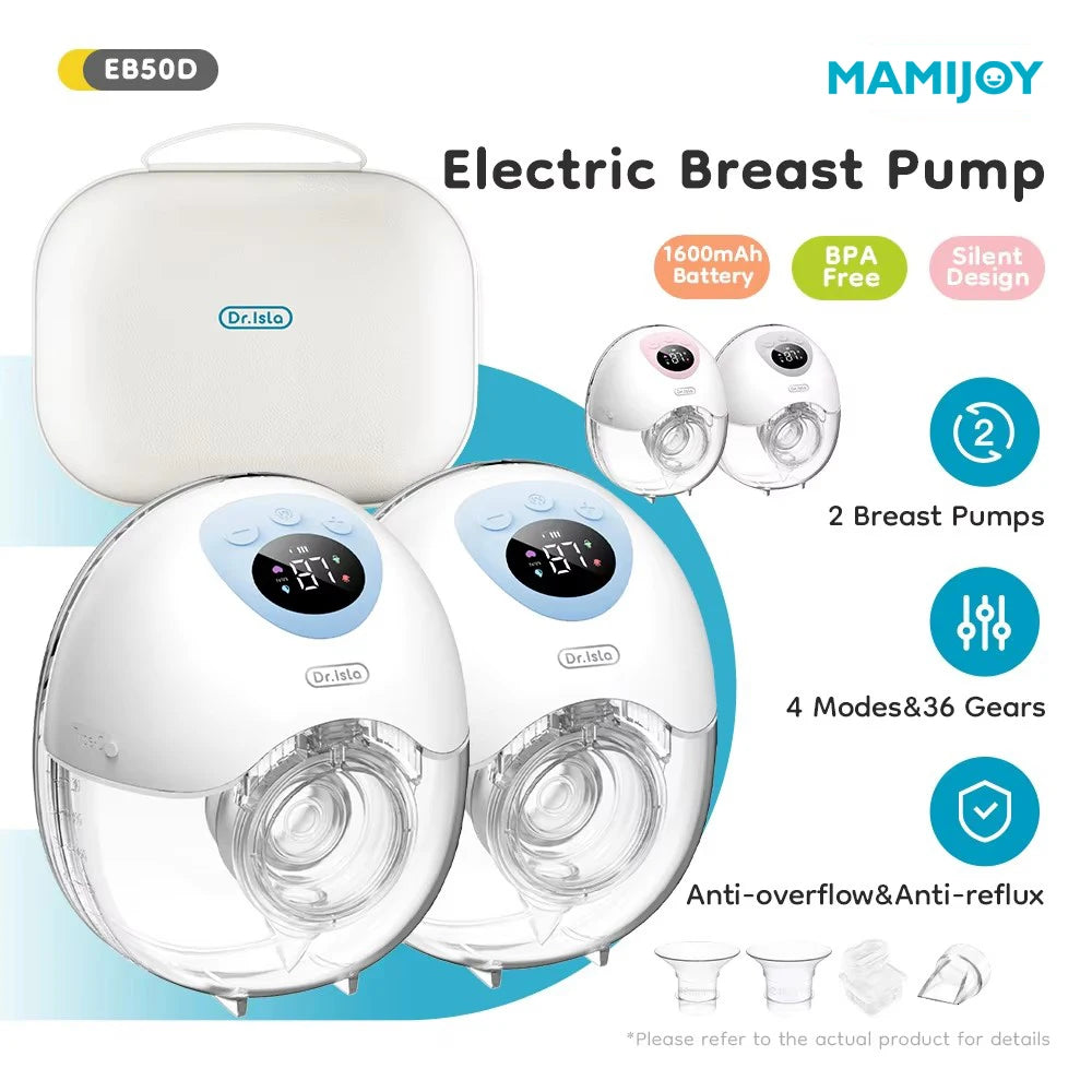 MAMIJOY 2Pcs Wearable Breast Pump Super Silent Hands Free Electric Breast Pump Comfort Milk Collector for Breastfeeding BPA free