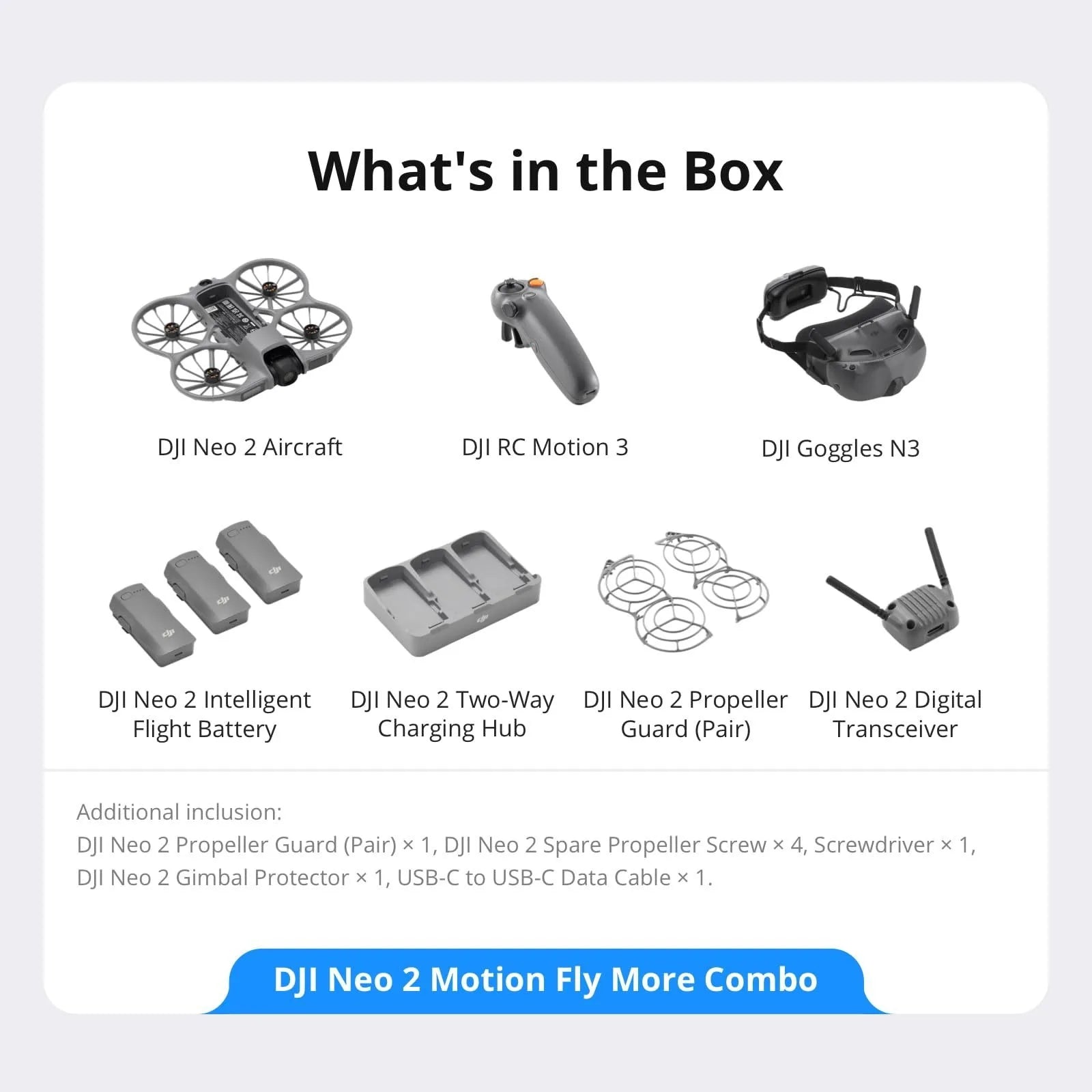 DJI Neo 2 Motion Fly More Combo Drone with RC Motion 3 & Goggles N3, 4K FPV Camera Drone for Beginners, Stable Digital Transmission, Includes 3 Batteries