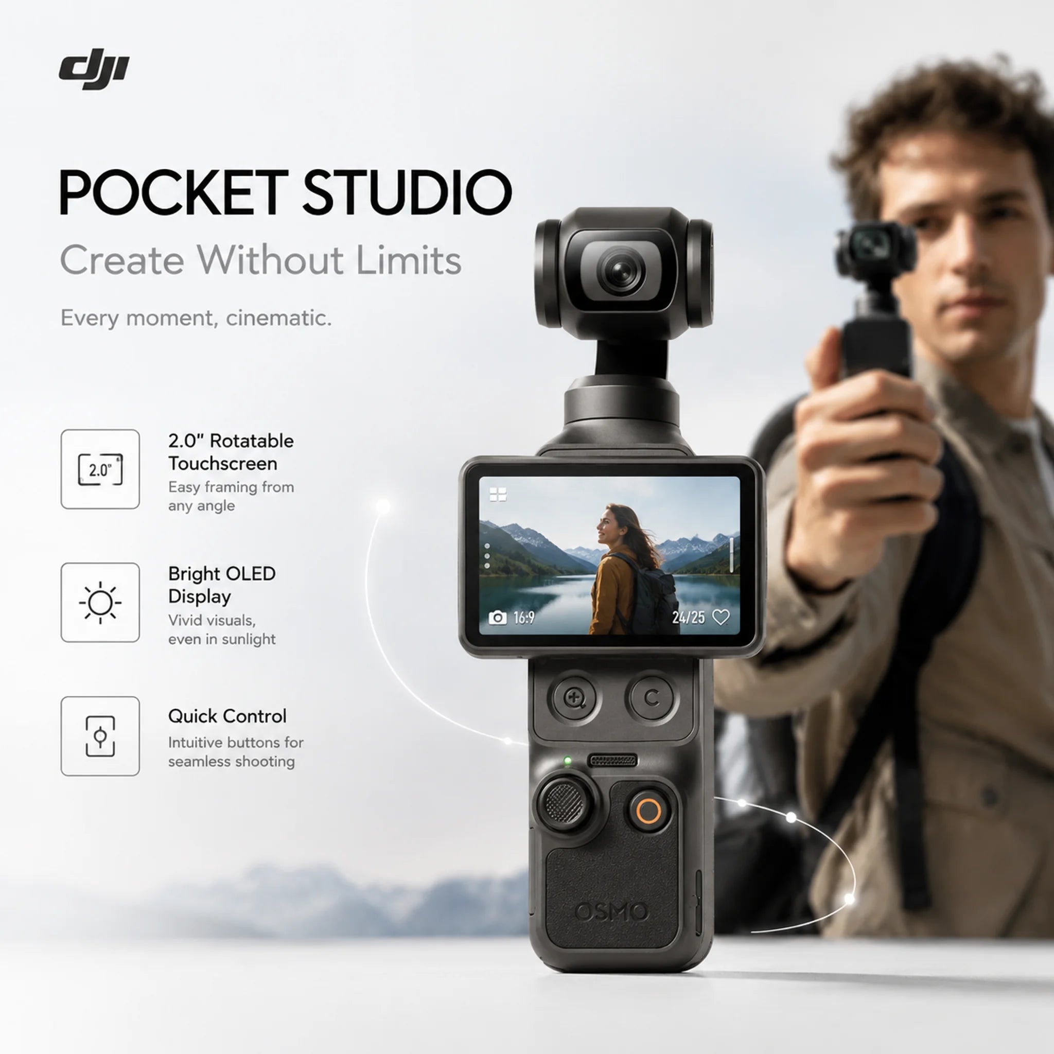 DJI Osmo Pocket 4 4K/6K Pocket Gimbal Camera 1-Inch Sensor 107GB Storage ActiveTrack 7.0 Vlog Camera