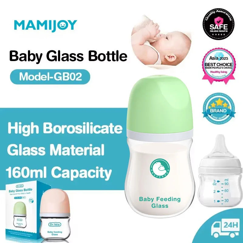 MAMIJOY Anti-Choke Baby Bottle Newborn Glass Bottles 90/160ML Anti-flatulence Milk Feeding Bottles Infant BPA Free 0-3 Month