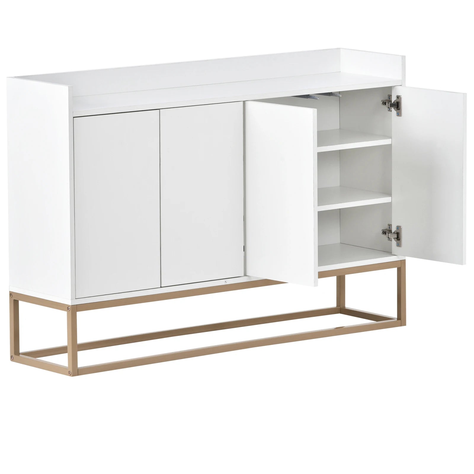 Comanlai 120x30x80cm Minimalist Sideboard, Chest of Drawers, Modern Buffet Cabinet, with 4 Doors, Metal Legs, Adjustable Shelf