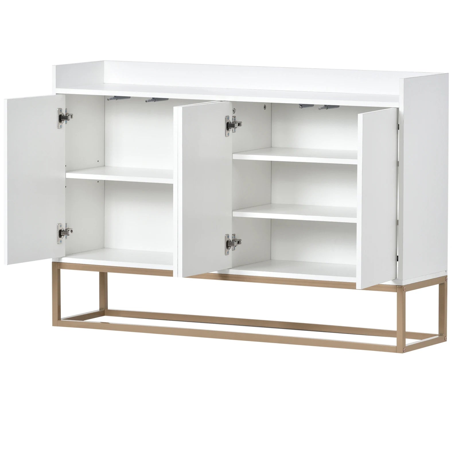 Comanlai 120x30x80cm Minimalist Sideboard, Chest of Drawers, Modern Buffet Cabinet, with 4 Doors, Metal Legs, Adjustable Shelf