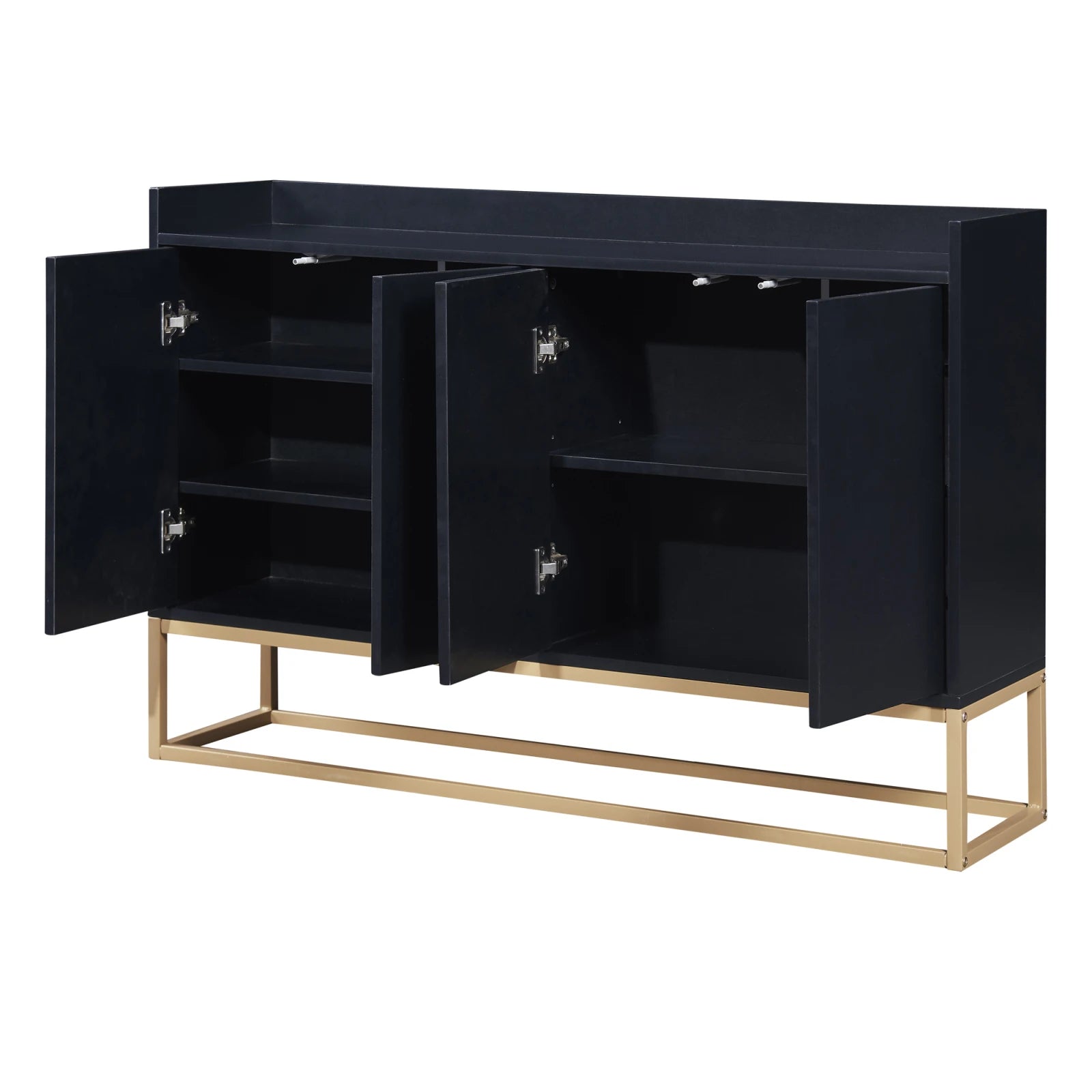 Comanlai 120x30x80cm Minimalist Sideboard, Chest of Drawers, Modern Buffet Cabinet, with 4 Doors, Metal Legs, Adjustable Shelf
