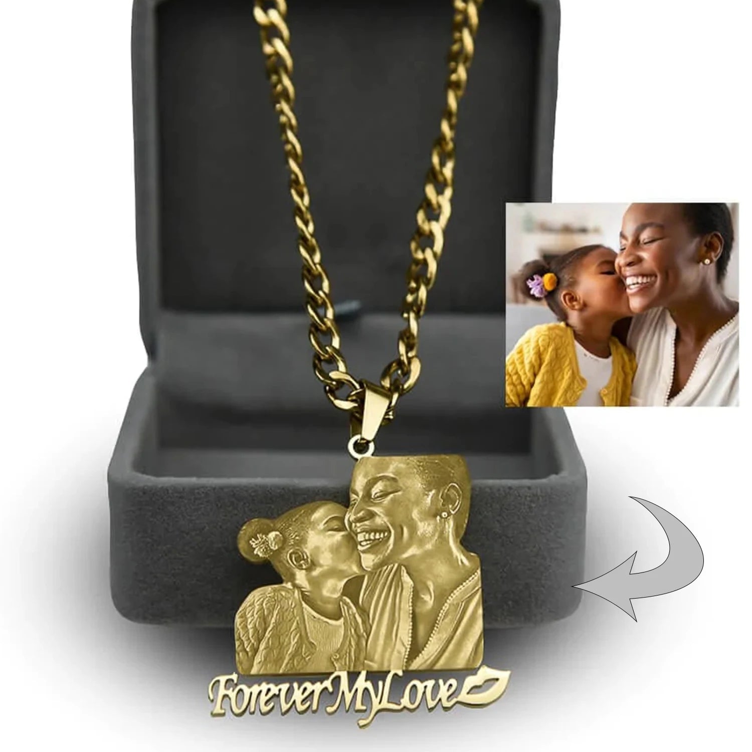 Custom Photo Engraved Necklace Personalized Mother's Day Gift Custom Portrait Pendant Memorial Family Jewelry Gifts for Woman