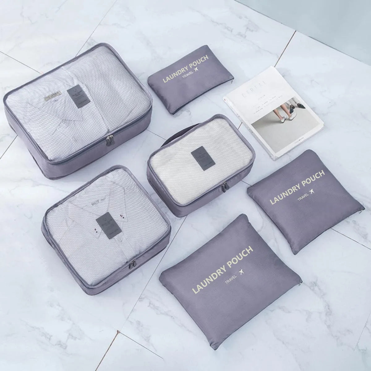 6 Pieces Set Travel Organizer Storage Bags Suitcase Portable Luggage Organizer Clothes Shoe Tidy Pouch Packing Storage Cases