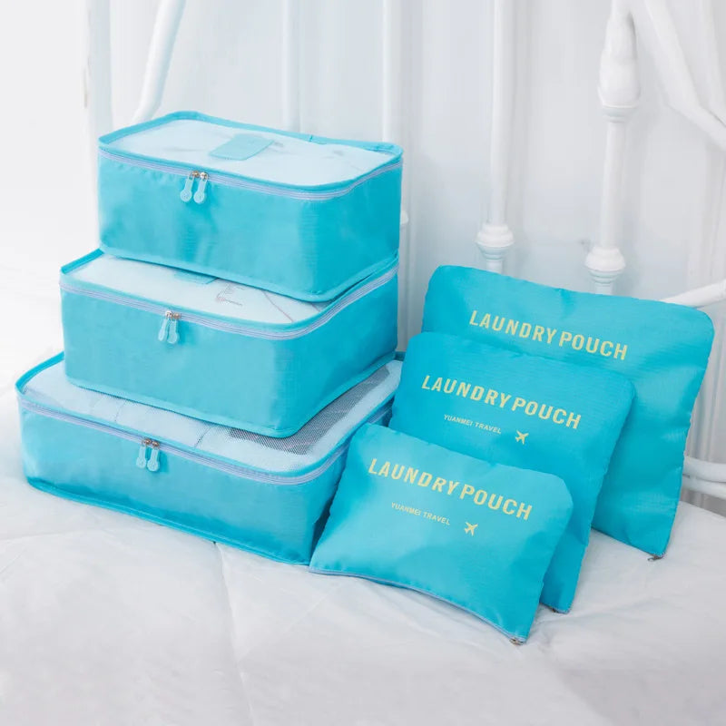 6 Pieces Set Travel Organizer Storage Bags Suitcase Portable Luggage Organizer Clothes Shoe Tidy Pouch Packing Storage Cases