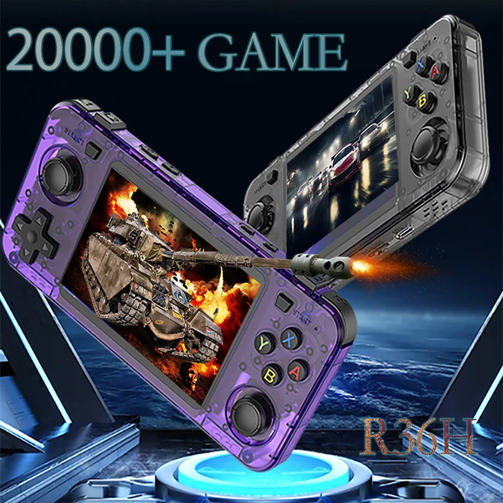 R36H ARKOS Retro Handheld Game Console Portable 64G 128G Pocket Video Player 3.5 Inch IPS Screen R36S landscape Kid Gift