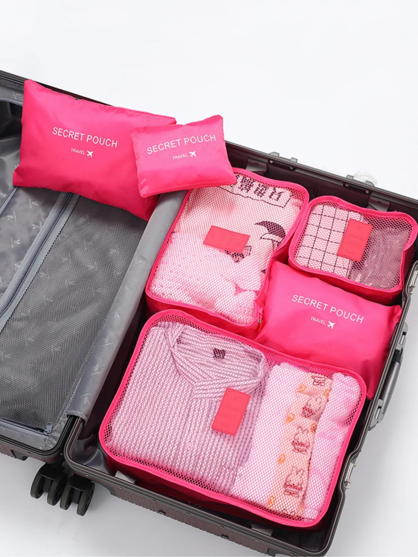 6 Pieces Set Travel Organizer Storage Bags Suitcase Portable Luggage Organizer Clothes Shoe Tidy Pouch Packing Storage Cases