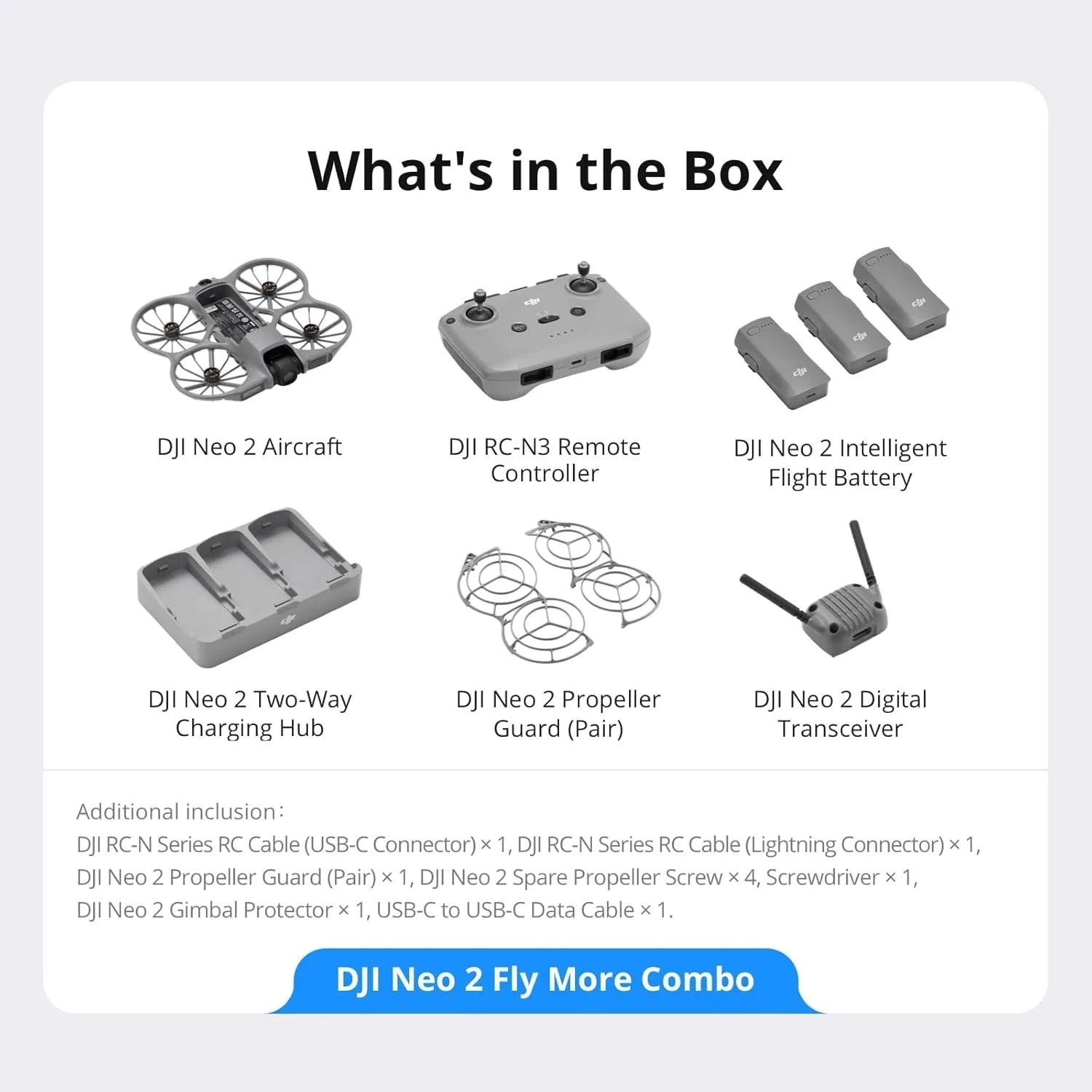 DJI Neo 2 Fly More Combo w/ RC-N3, 4K Camera Drone for Beginners, Stable Digital Transmission, 3 Batteries