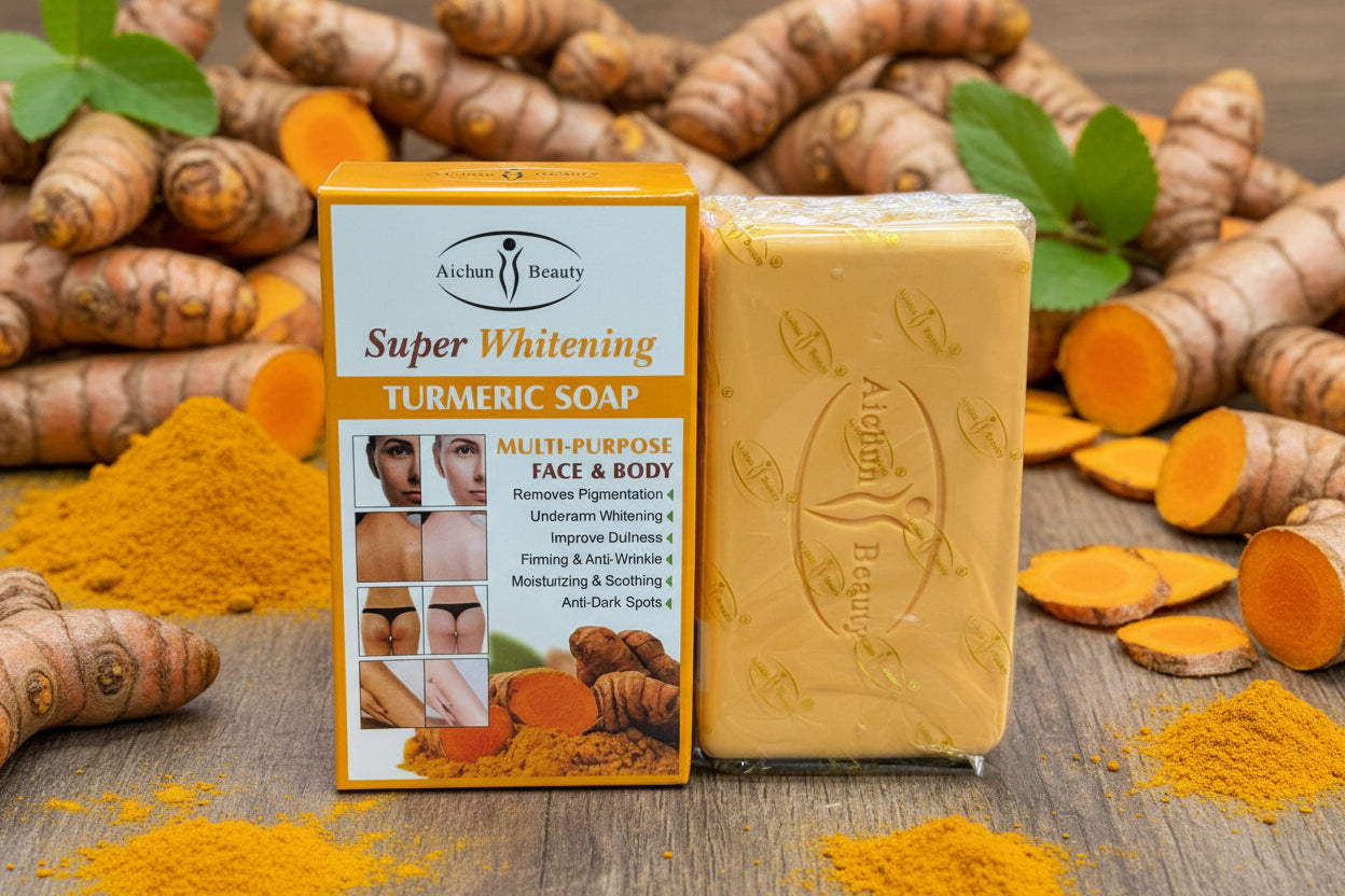Aichun Beauty Turmeric Super Whitening Soap  Multipurpose Fa - Premium Beauty Product