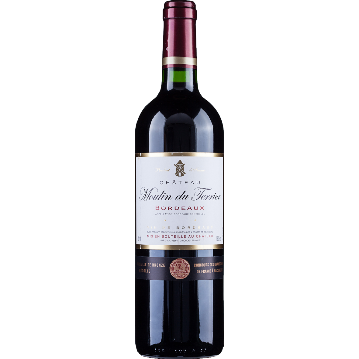2018 Chateau Moulin du Terrier, Bordeaux, France (750ml)