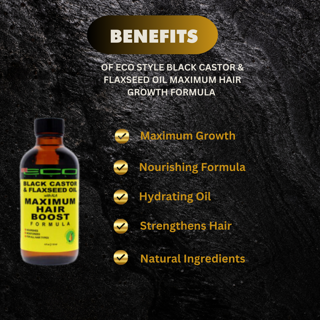 Eco Style Black Castor Flaxseed Oil Maximum Hair Growth Form - Premium Beauty Product