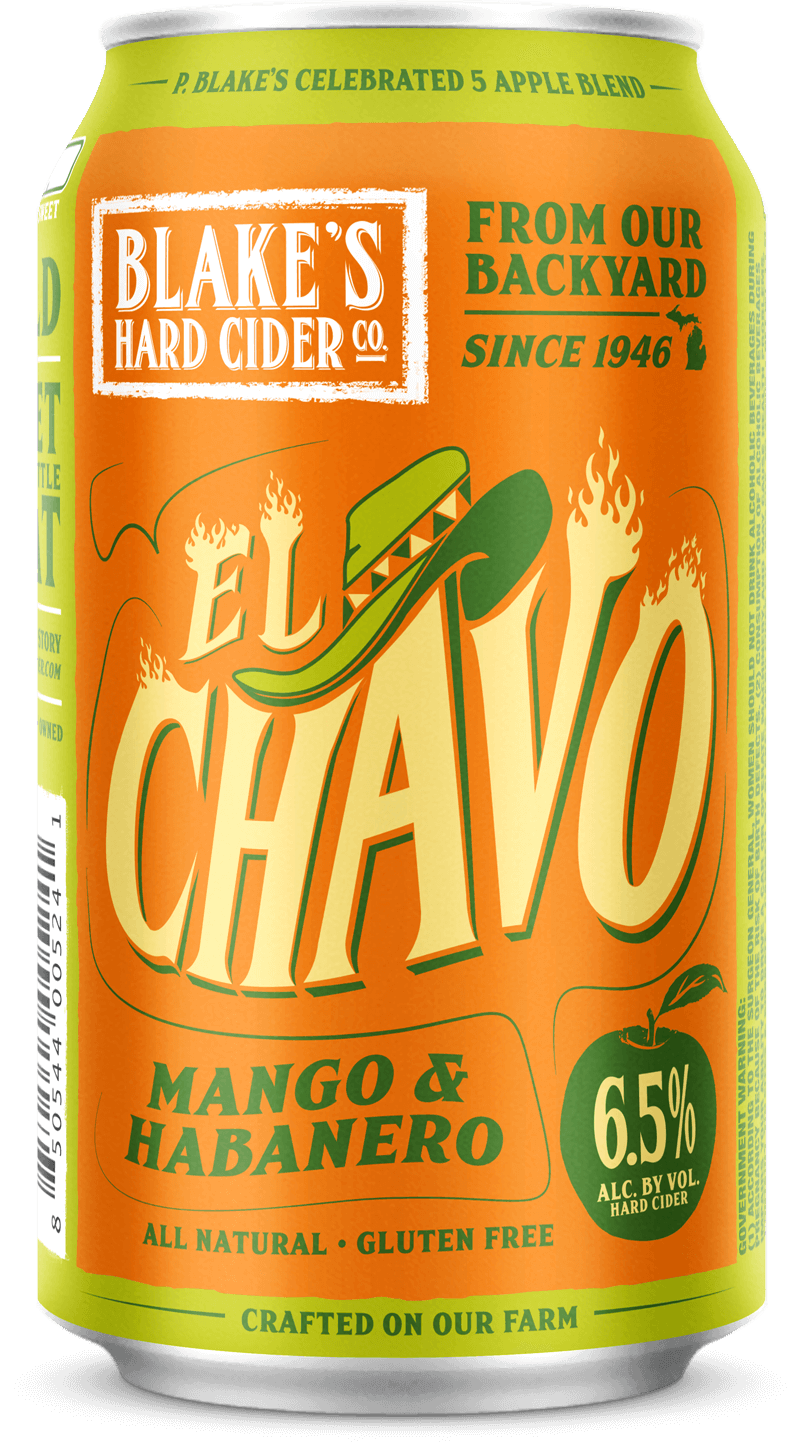 (24pk cans)-Blake's "El Chavo" Mango & Habanero Hard Cider, Michigan, USA (12oz)