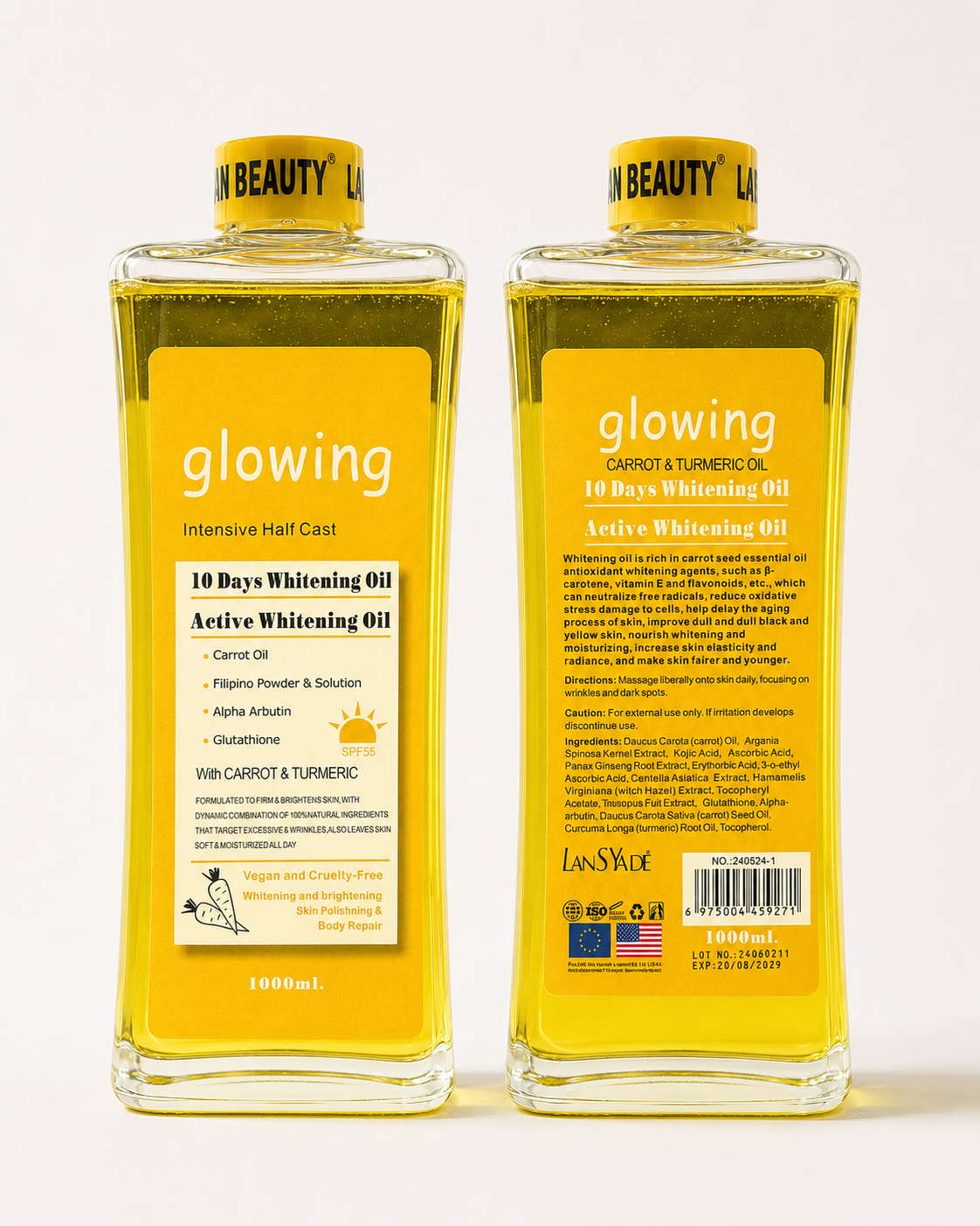 LANSKADE Glowing Carrot & Turmeric Oil 1000 mL - Premium Beauty Product