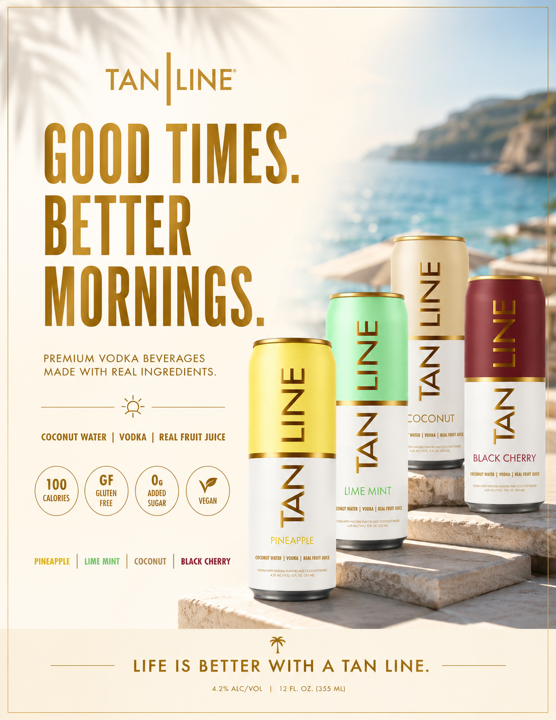 (24pk cans) Tan Line Variety Pack, USA (12oz)