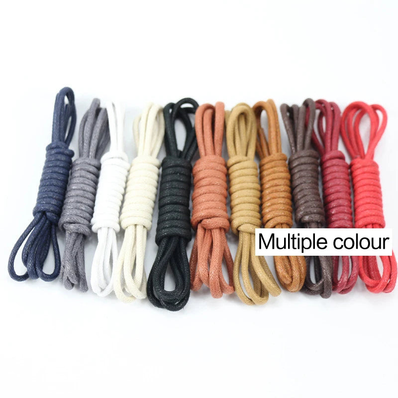 1Pair Waxed Cotton Round Shoe laces Coloured Leather Shoes lace Waterproof ShoeLaces Men Boots Shoelace Shoestring